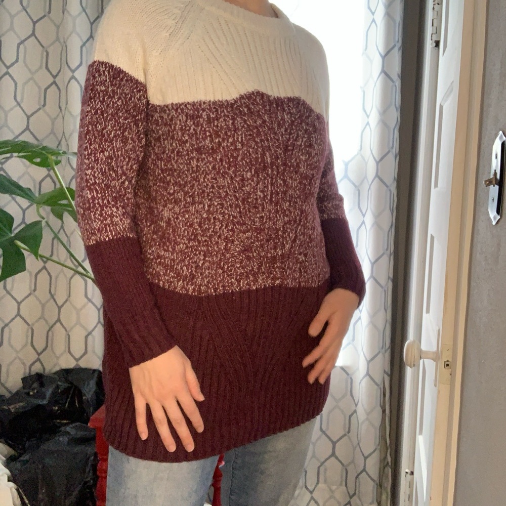 Women's Maternity Sweater White and Burgundy ❤️ Soft Stretchy Comfortable